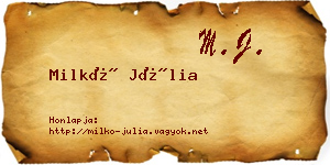 Milkó Júlia névjegykártya